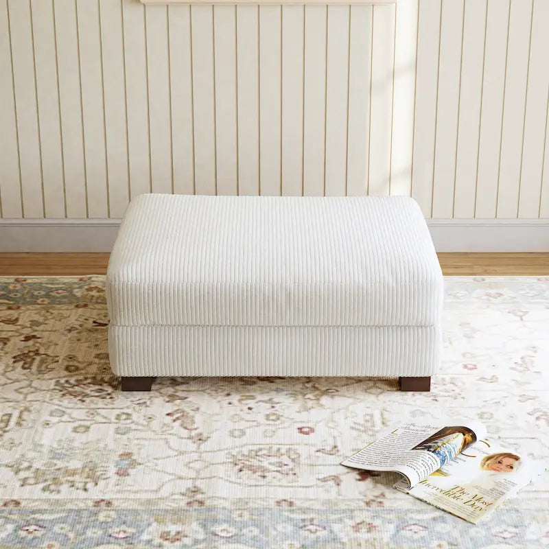 Poggiapiedi oversize in velluto a coste arancione/verde/beige/grigio chiaro/grigio/grigio sale marino/verde bosco con molle e gambe in legno per 1-2 persone