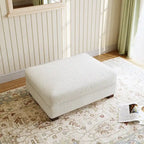 Poggiapiedi oversize in velluto a coste arancione/verde/beige/grigio chiaro/grigio/grigio sale marino/verde bosco con molle e gambe in legno per 1-2 persone