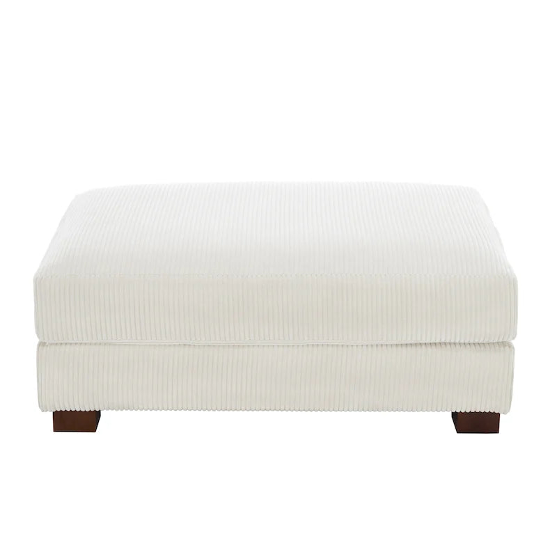 Poggiapiedi oversize in velluto a coste arancione/verde/beige/grigio chiaro/grigio/grigio sale marino/verde bosco con molle e gambe in legno per 1-2 persone