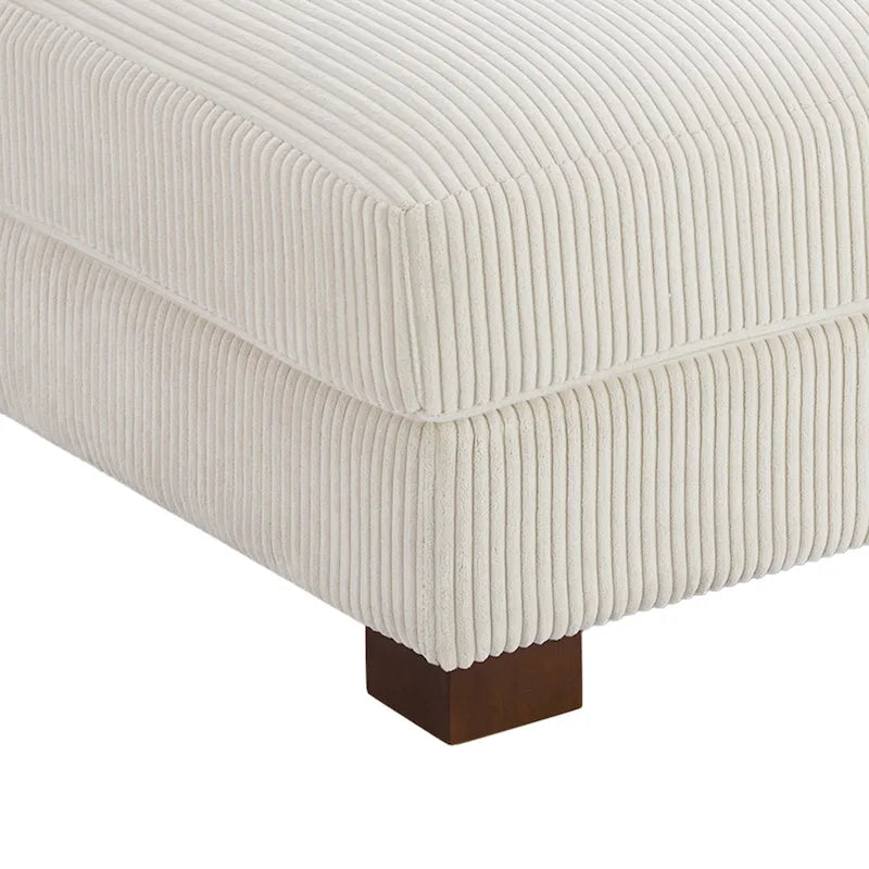 Poggiapiedi oversize in velluto a coste arancione/verde/beige/grigio chiaro/grigio/grigio sale marino/verde bosco con molle e gambe in legno per 1-2 persone