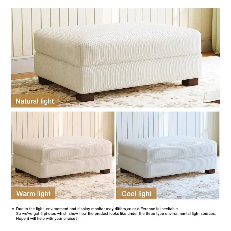 Poggiapiedi oversize in velluto a coste arancione/verde/beige/grigio chiaro/grigio/grigio sale marino/verde bosco con molle e gambe in legno per 1-2 persone