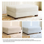 Poggiapiedi oversize in velluto a coste arancione/verde/beige/grigio chiaro/grigio/grigio sale marino/verde bosco con molle e gambe in legno per 1-2 persone