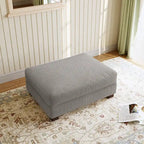 Poggiapiedi oversize in velluto a coste arancione/verde/beige/grigio chiaro/grigio/grigio sale marino/verde bosco con molle e gambe in legno per 1-2 persone