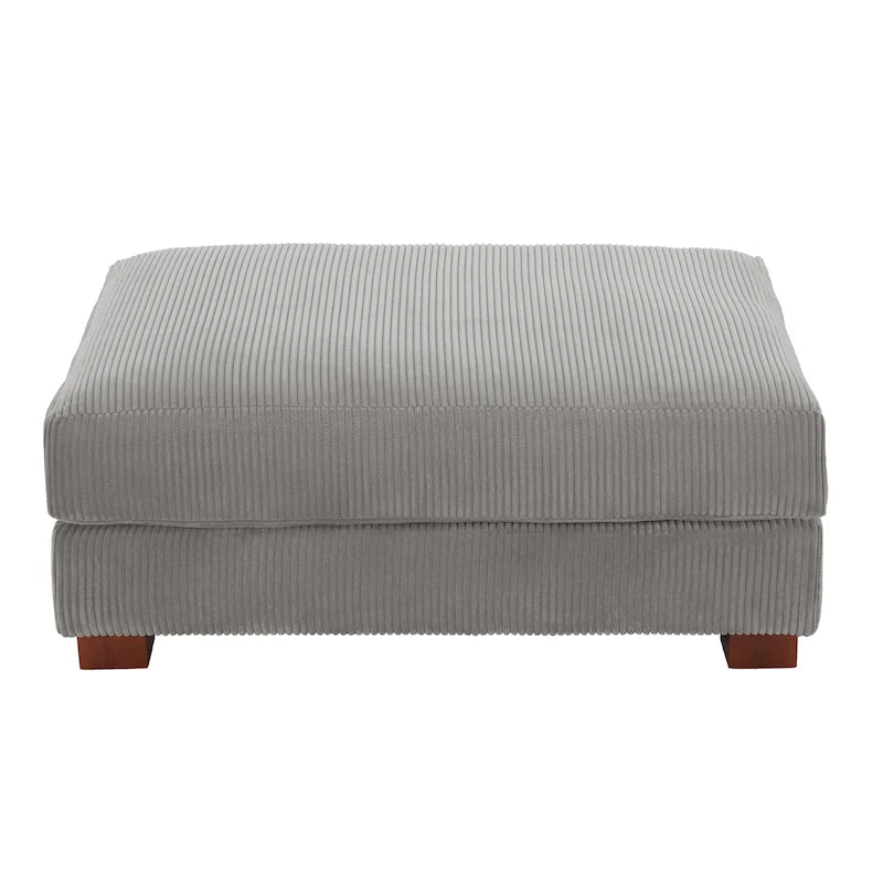 Poggiapiedi oversize in velluto a coste arancione/verde/beige/grigio chiaro/grigio/grigio sale marino/verde bosco con molle e gambe in legno per 1-2 persone