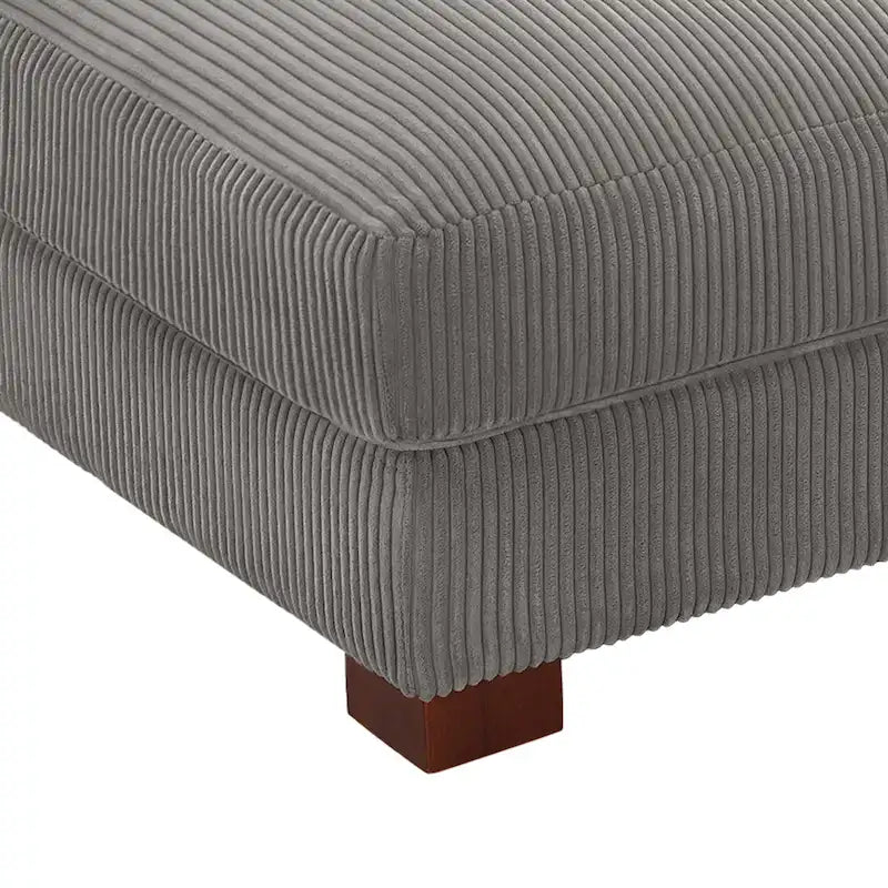 Poggiapiedi oversize in velluto a coste arancione/verde/beige/grigio chiaro/grigio/grigio sale marino/verde bosco con molle e gambe in legno per 1-2 persone