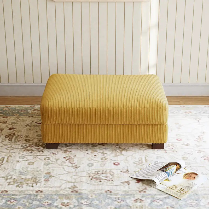 Poggiapiedi oversize in velluto a coste arancione/verde/beige/grigio chiaro/grigio/grigio sale marino/verde bosco con molle e gambe in legno per 1-2 persone