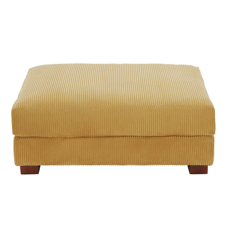 Poggiapiedi oversize in velluto a coste arancione/verde/beige/grigio chiaro/grigio/grigio sale marino/verde bosco con molle e gambe in legno per 1-2 persone