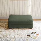 Poggiapiedi oversize in velluto a coste arancione/verde/beige/grigio chiaro/grigio/grigio sale marino/verde bosco con molle e gambe in legno per 1-2 persone