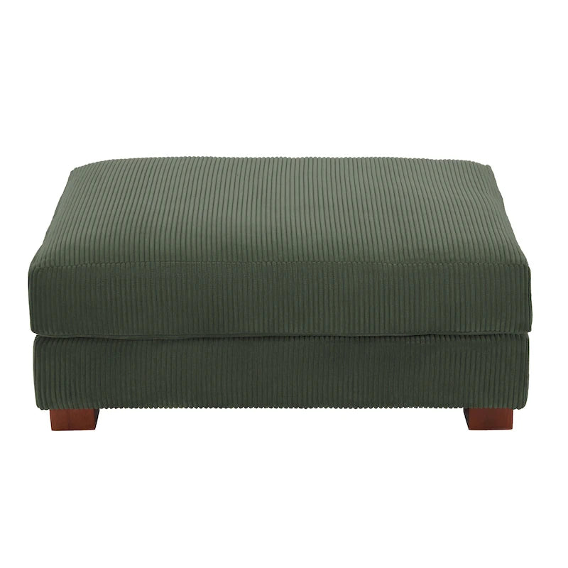 Poggiapiedi oversize in velluto a coste arancione/verde/beige/grigio chiaro/grigio/grigio sale marino/verde bosco con molle e gambe in legno per 1-2 persone
