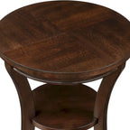 Tavolino rotondo in MDF color espresso e legno di gomma con ripiano aperto per 1 persona