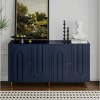 Mobile credenza a 4 ante in MDF laccato blu/grigio con ripiani regolabili per 1 persona