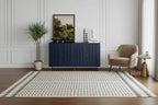 60-in Modern Blue/ Grey Lacquered 4 Door Wooden Sideboard Buffet Server Accent Storage Cabinet