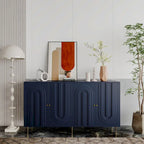 Mobile credenza a 4 ante in MDF laccato blu/grigio con ripiani regolabili per 1 persona
