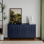 Mobile credenza a 4 ante in MDF laccato blu/grigio con ripiani regolabili per 1 persona