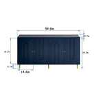 Mobile credenza a 4 ante in MDF laccato blu/grigio con ripiani regolabili per 1 persona