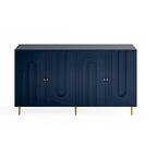 Mobile credenza a 4 ante in MDF laccato blu/grigio con ripiani regolabili per 1 persona