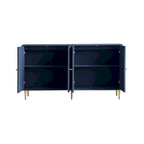 Mobile credenza a 4 ante in MDF laccato blu/grigio con ripiani regolabili per 1 persona