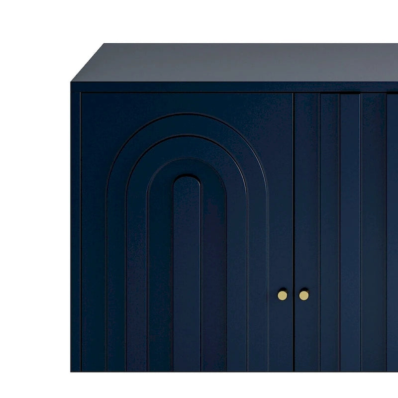 Mobile credenza a 4 ante in MDF laccato blu/grigio con ripiani regolabili per 1 persona