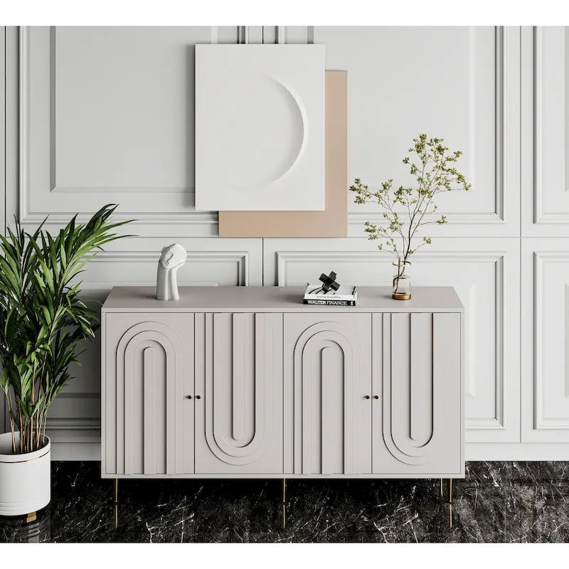 Mobile credenza a 4 ante in MDF laccato blu/grigio con ripiani regolabili per 1 persona