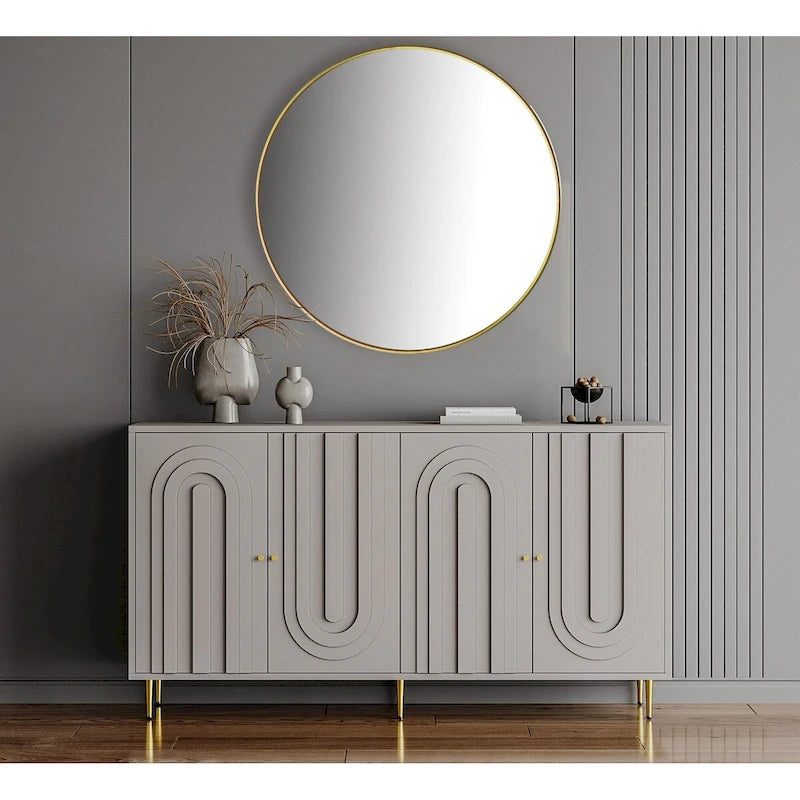 Mobile credenza a 4 ante in MDF laccato blu/grigio con ripiani regolabili per 1 persona