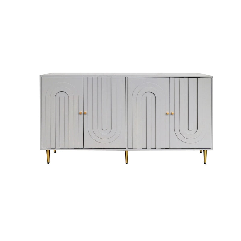 Mobile credenza a 4 ante in MDF laccato blu/grigio con ripiani regolabili per 1 persona