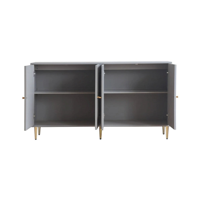 Mobile credenza a 4 ante in MDF laccato blu/grigio con ripiani regolabili per 1 persona
