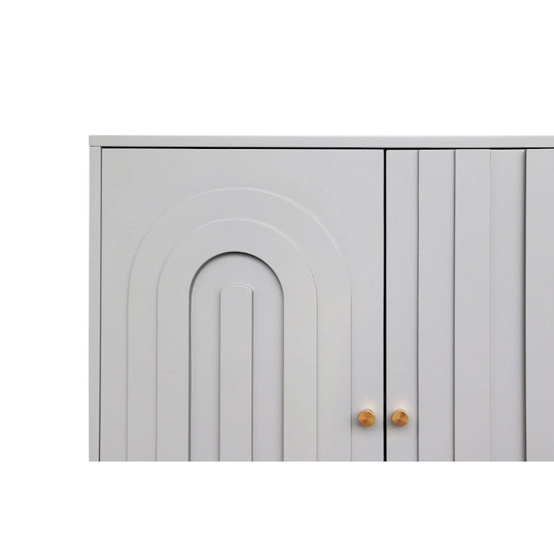 Mobile credenza a 4 ante in MDF laccato blu/grigio con ripiani regolabili per 1 persona
