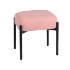 Sgabello Tondo da Toeletta in Velluto Finto Orsetto Bianco / Nero / Rosa con Gambe in Acciaio per 1 Persona