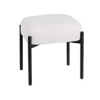 Sgabello Tondo da Toeletta in Velluto Finto Orsetto Bianco / Nero / Rosa con Gambe in Acciaio per 1 Persona
