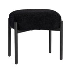 Sgabello Tondo da Toeletta in Velluto Finto Orsetto Bianco / Nero / Rosa con Gambe in Acciaio per 1 Persona