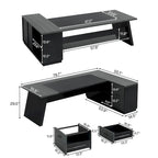 Scrivania direzionale a L in truciolato E1 noce-nero/grigio-nero con cassetti e cassetto per archivio per 1 persona