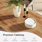 Tavolo da pranzo in legno composito marrone stile rustico con piedistallo solido per 6-8 persone