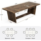 Tavolo da pranzo in legno composito marrone stile rustico con piedistallo solido per 6-8 persone