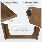 Tavolo da pranzo in legno composito marrone stile rustico con piedistallo solido per 6-8 persone