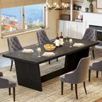 Tavolo da pranzo in legno composito marrone stile rustico con piedistallo solido per 6-8 persone