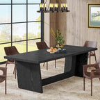 Tavolo da pranzo in legno composito marrone stile rustico con piedistallo solido per 6-8 persone