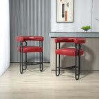 Sgabelli da Bar Imbottiti con Poggiapiedi, Colori: Rosso Vino / Grigio / Nero / Beige / Rosa / Marrone Scuro / Marrone Chiaro, Set da 2 Persone