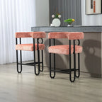 Sgabelli da Bar Imbottiti con Poggiapiedi, Colori: Rosso Vino / Grigio / Nero / Beige / Rosa / Marrone Scuro / Marrone Chiaro, Set da 2 Persone