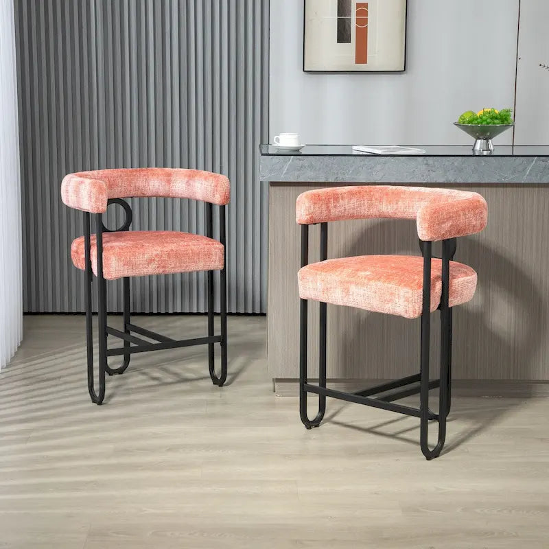 Sgabelli da Bar Imbottiti con Poggiapiedi, Colori: Rosso Vino / Grigio / Nero / Beige / Rosa / Marrone Scuro / Marrone Chiaro, Set da 2 Persone