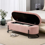 Panca Contenitore Ottomana Trapuntata in Velluto Nero / Smeraldo / Rosa / Grigio Scuro / Beige / Arancione con Cerniera di Sicurezza e Gambe in Metallo per 1-2 Persone