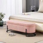 Panca Contenitore Ottomana Trapuntata in Velluto Nero / Smeraldo / Rosa / Grigio Scuro / Beige / Arancione con Cerniera di Sicurezza e Gambe in Metallo per 1-2 Persone