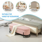 Panca Contenitore Ottomana Trapuntata in Velluto Nero / Smeraldo / Rosa / Grigio Scuro / Beige / Arancione con Cerniera di Sicurezza e Gambe in Metallo per 1-2 Persone