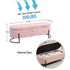 Panca Contenitore Ottomana Trapuntata in Velluto Nero / Smeraldo / Rosa / Grigio Scuro / Beige / Arancione con Cerniera di Sicurezza e Gambe in Metallo per 1-2 Persone