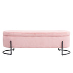 Panca Contenitore Ottomana Trapuntata in Velluto Nero / Smeraldo / Rosa / Grigio Scuro / Beige / Arancione con Cerniera di Sicurezza e Gambe in Metallo per 1-2 Persone