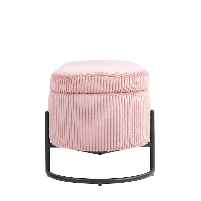 Panca Contenitore Ottomana Trapuntata in Velluto Nero / Smeraldo / Rosa / Grigio Scuro / Beige / Arancione con Cerniera di Sicurezza e Gambe in Metallo per 1-2 Persone