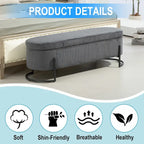 Panca Contenitore Ottomana Trapuntata in Velluto Nero / Smeraldo / Rosa / Grigio Scuro / Beige / Arancione con Cerniera di Sicurezza e Gambe in Metallo per 1-2 Persone
