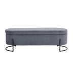 Panca Contenitore Ottomana Trapuntata in Velluto Nero / Smeraldo / Rosa / Grigio Scuro / Beige / Arancione con Cerniera di Sicurezza e Gambe in Metallo per 1-2 Persone