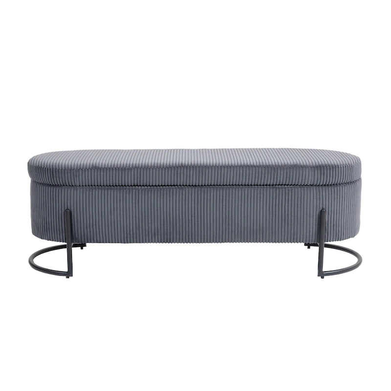 Panca Contenitore Ottomana Trapuntata in Velluto Nero / Smeraldo / Rosa / Grigio Scuro / Beige / Arancione con Cerniera di Sicurezza e Gambe in Metallo per 1-2 Persone