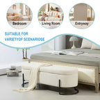 Panca Contenitore Ottomana Trapuntata in Velluto Nero / Smeraldo / Rosa / Grigio Scuro / Beige / Arancione con Cerniera di Sicurezza e Gambe in Metallo per 1-2 Persone