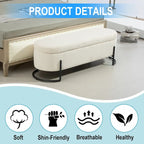 Panca Contenitore Ottomana Trapuntata in Velluto Nero / Smeraldo / Rosa / Grigio Scuro / Beige / Arancione con Cerniera di Sicurezza e Gambe in Metallo per 1-2 Persone